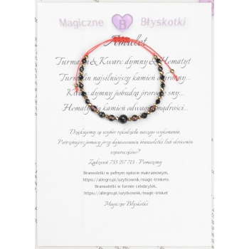 Bransoletka celebrytka czarny TURMALIN KWARC DYMNY HEMATYT ochrona i spokój